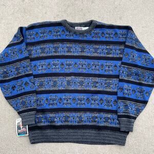 Vintage Britannia Knit Sweater Large Made in USA Patterned 90s